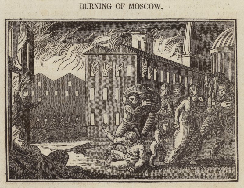 Burning of Moskva (gravyr) av English School