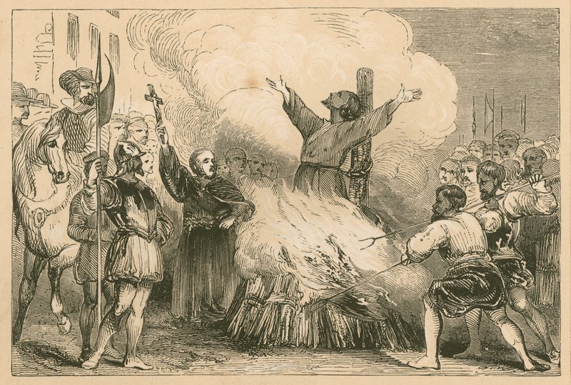 Bränning av Patrick Hamilton vid St. Andrews, 1528 av English School