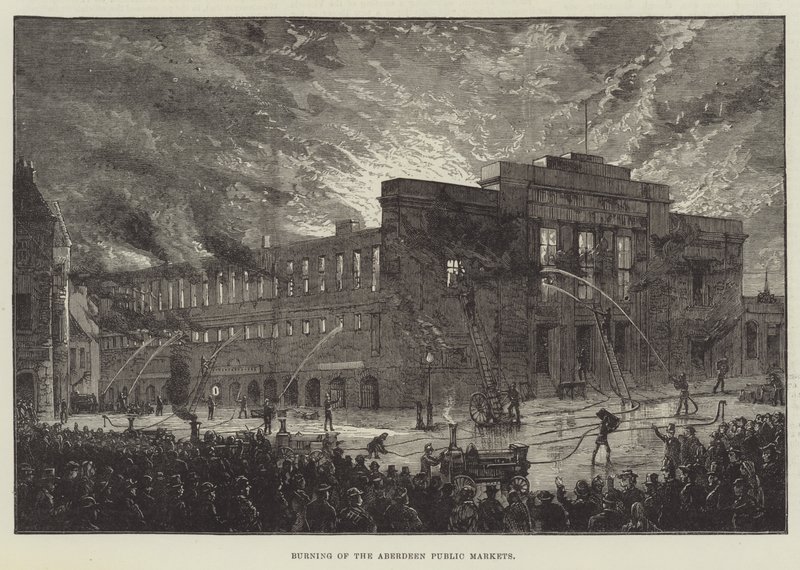 Burning of the Aberdeen Public Markets (gravyr) av English School