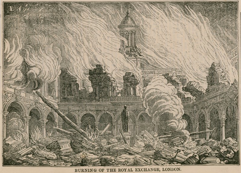 Bränning av Royal Exchange, London, natten till den 10 januari 1838 av English School