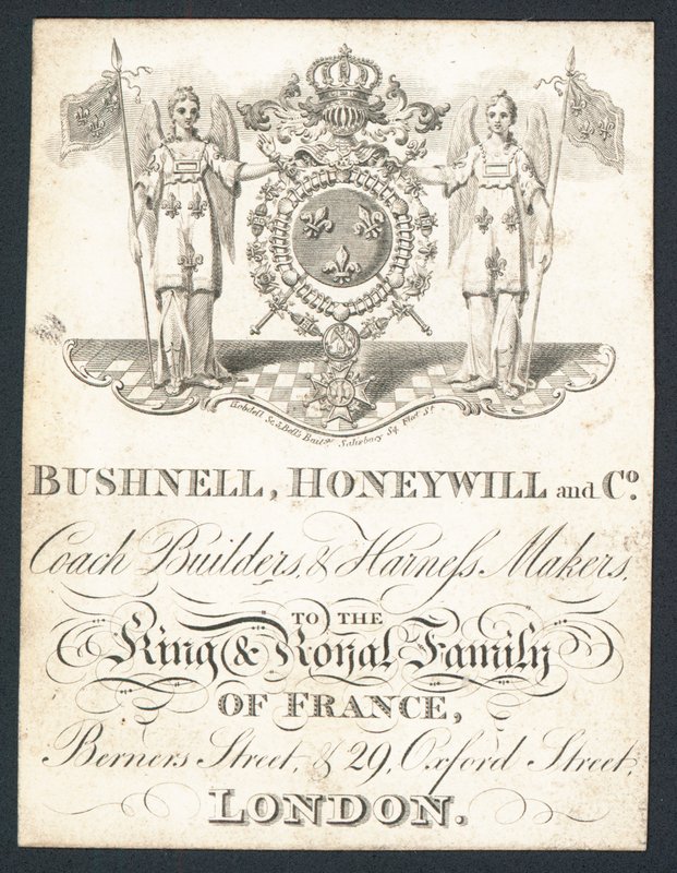Bushnell, Honeywell och Co, bussbyggare och seletillverkare, handelskort av English School