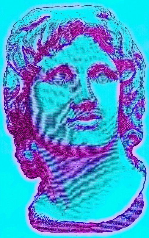 Byst av Alexander den store, från British Museum, staty i Vatikanen, illustration från History of Rome av Victor Duruy, publicerad 1884 (digitalt förbättrad bild) av English School