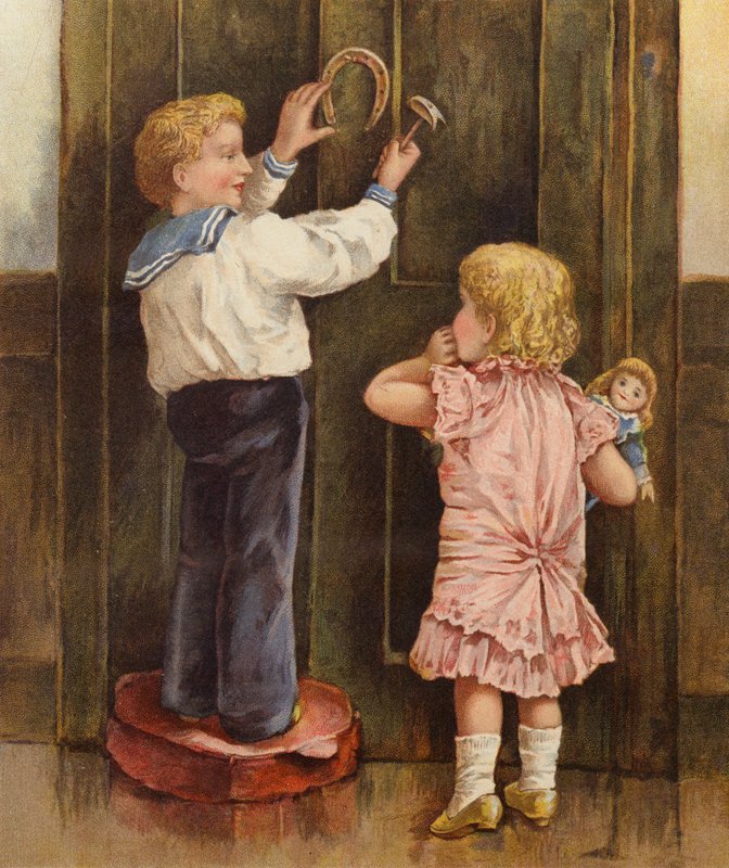 "Men Percy, vad är tur?" (färg litho) av English School