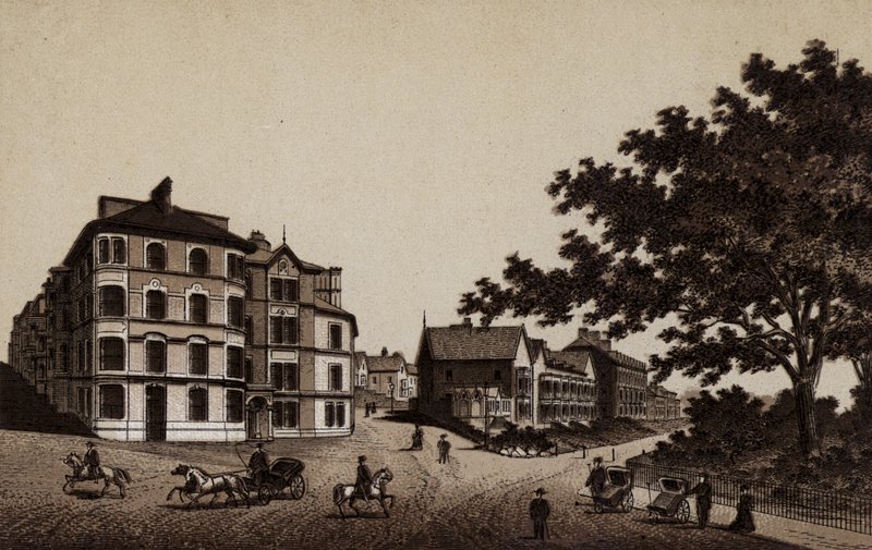 Buxton: Burlington Hotel and Broadwalk (litho) av English School
