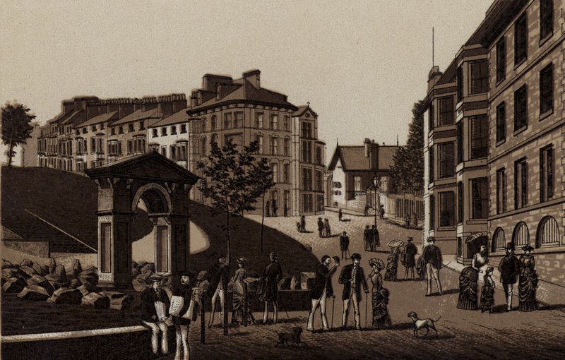 Buxton: St Anns Well och Hall Bank (litho) av English School