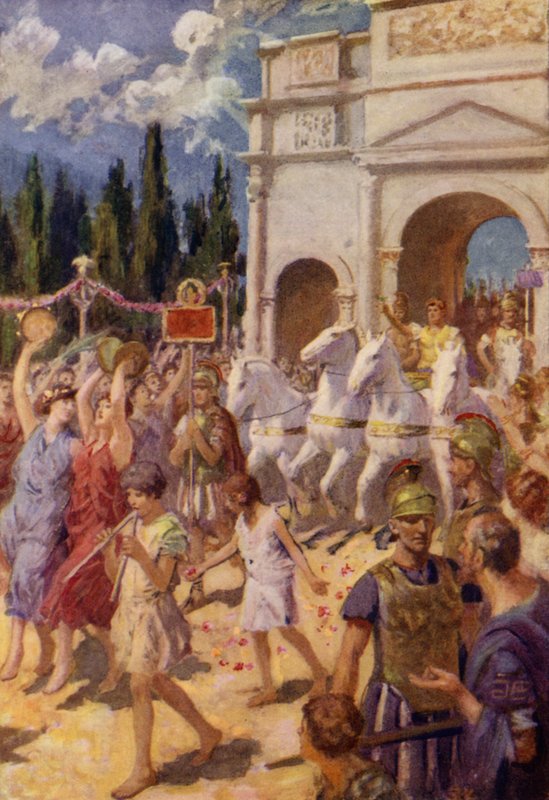 Caesar passerar förbi (färglitografi) av English School