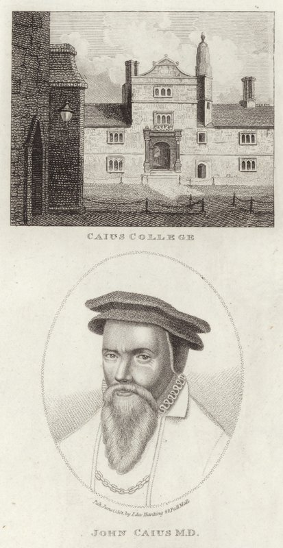 Caius College och ett porträtt av John Caius av English School