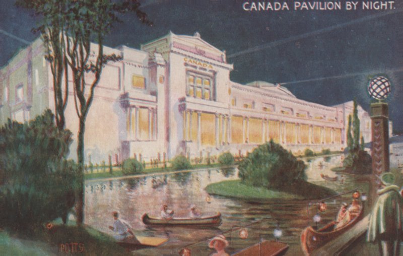 Canada Pavilion på natten, British Empire Exhibition, Wembley av English School