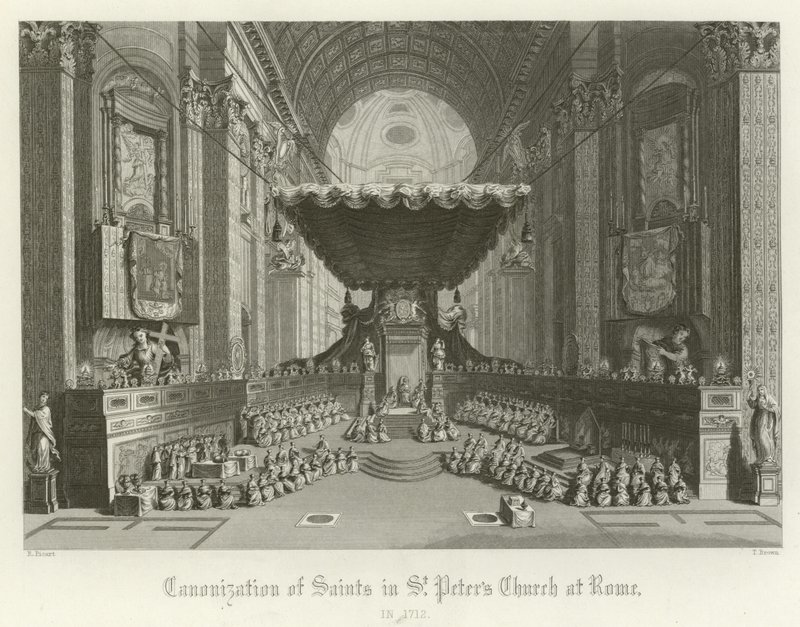 Kanonisering av helgon i St Peters Church, Rom, 1712 av English School