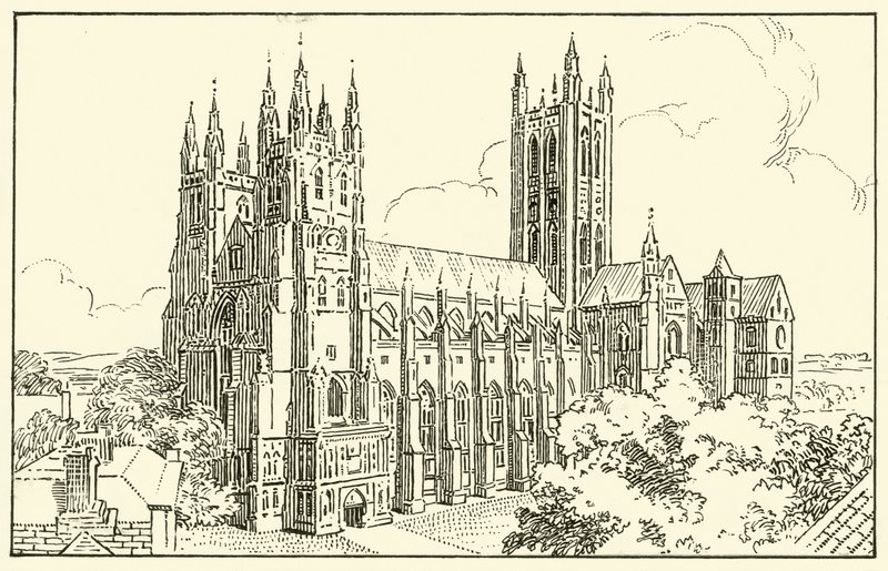 Canterbury Cathedral (bläck på papper) av English School