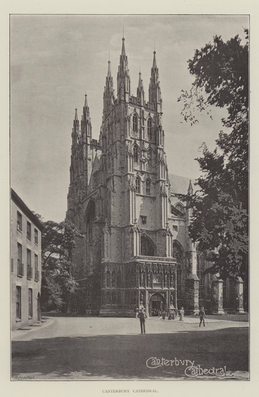 Canterbury Cathedral (litho) av English School