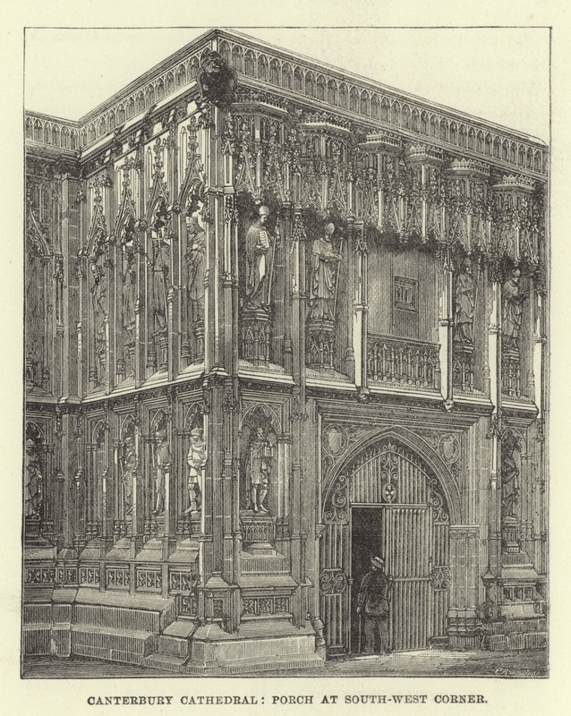 Canterbury Cathedral, veranda i sydvästra hörnet av English School