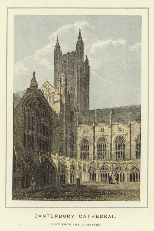 Canterbury Cathedral, utsikt från klostret av English School