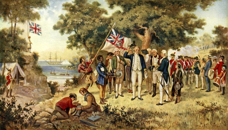 Kapten Cook tar New South Wales i besittning, 1770 av English School