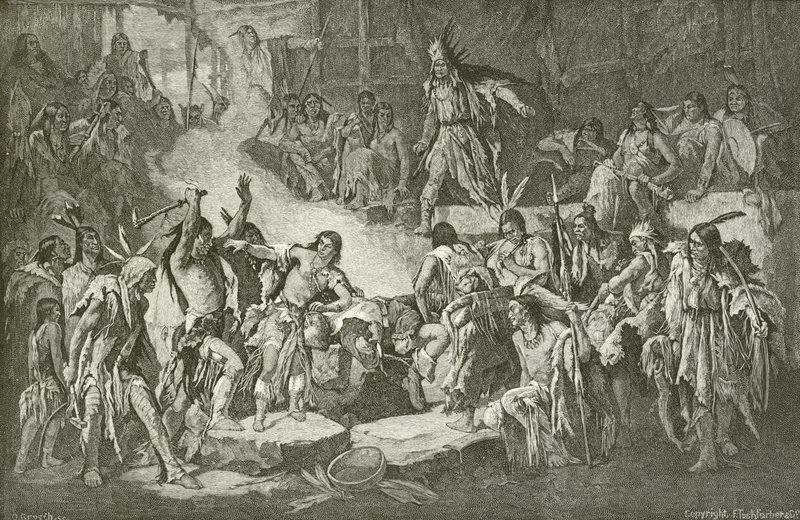 Kapten Smith räddad av Pocahontas av English School