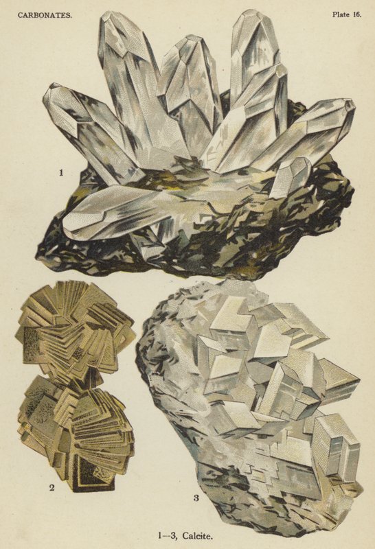 Karbonater, kalcit (färg litho) av English School