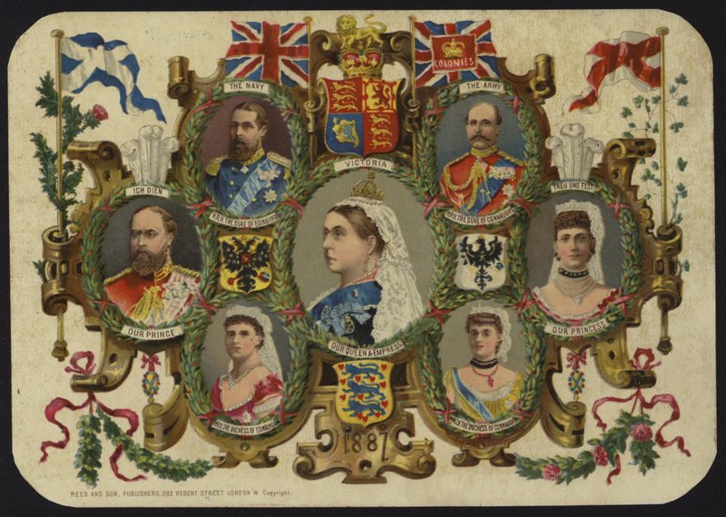 Kort som firar drottning Victorias jubileum 1887 av English School