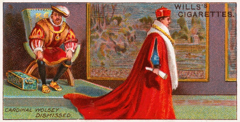 Kardinal Wolsey avskedas av kung Henrik VIII av English School
