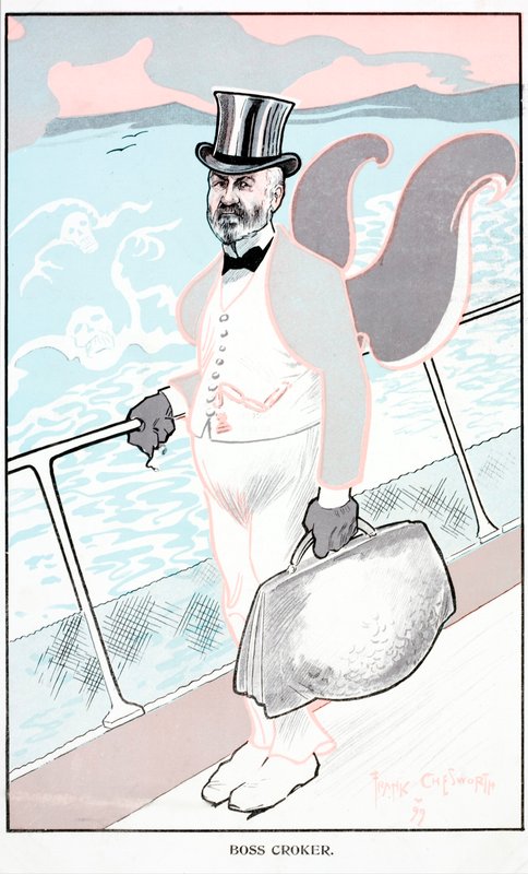 Karikatyr av Richard "Boss" Croker, amerikansk politiker (färglitografi) av English School