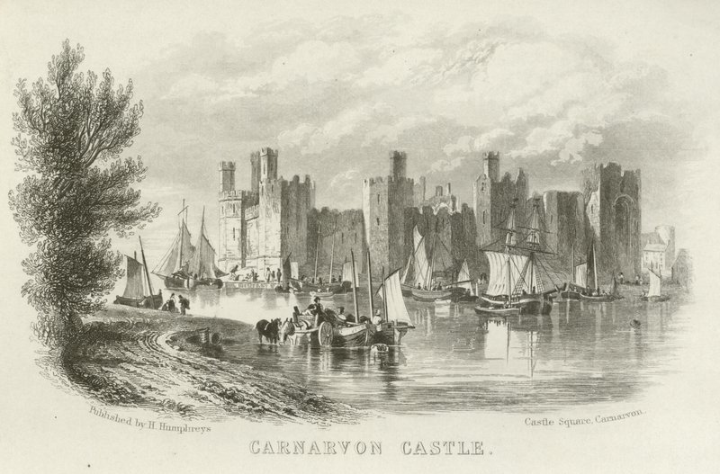 Carnarvon Castle, norra Wales av English School