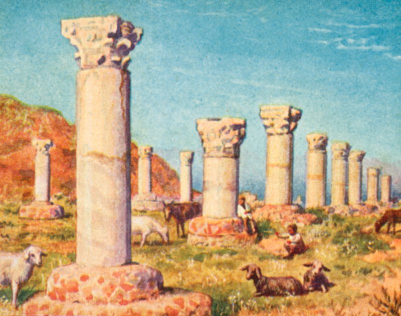 Karthago, basilikan St Cyprianus (färglitografi) av English School