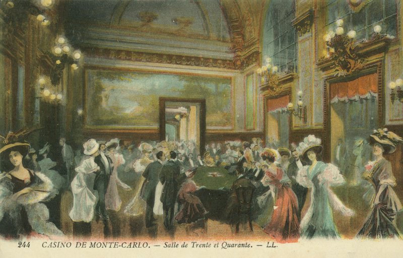 Casino i Monte Carlo, Monaco (färglitografi) av English School