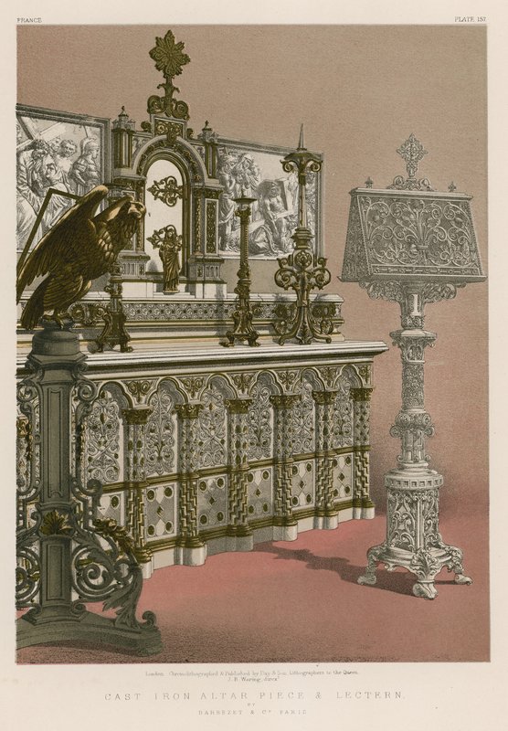 Gjutjärnsaltarstycke och talarstol av Barbezet and Co, Paris av English School