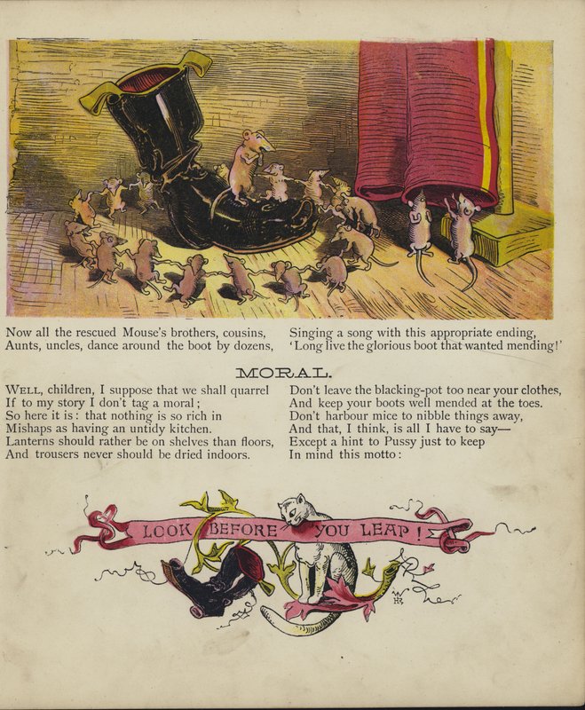 Katt och mus (färg litho) av English School