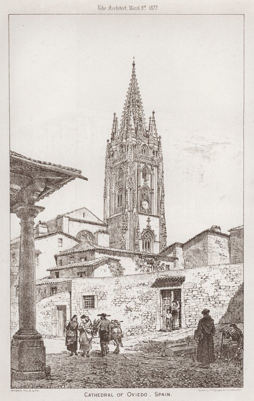 Katedralen i Oviedo, Spanien (gravyr) av English School
