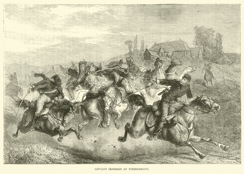 Kavalleriskärmytsling i Niederbronn, juli 1870 av English School