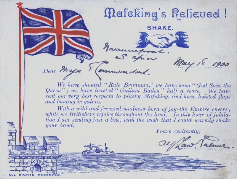 Firar lindring av Mafeking, Sydafrika, Boer War av English School