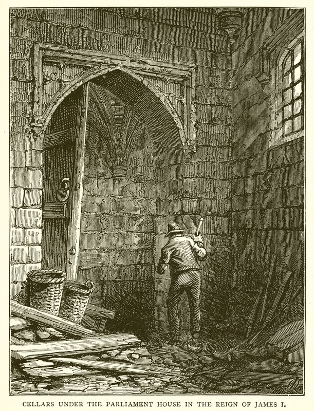 Källare under parlamentshuset under James I av English School