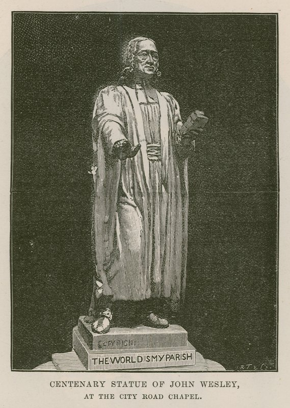 Hundraårsjubileumsstaty av John Wesley av English School