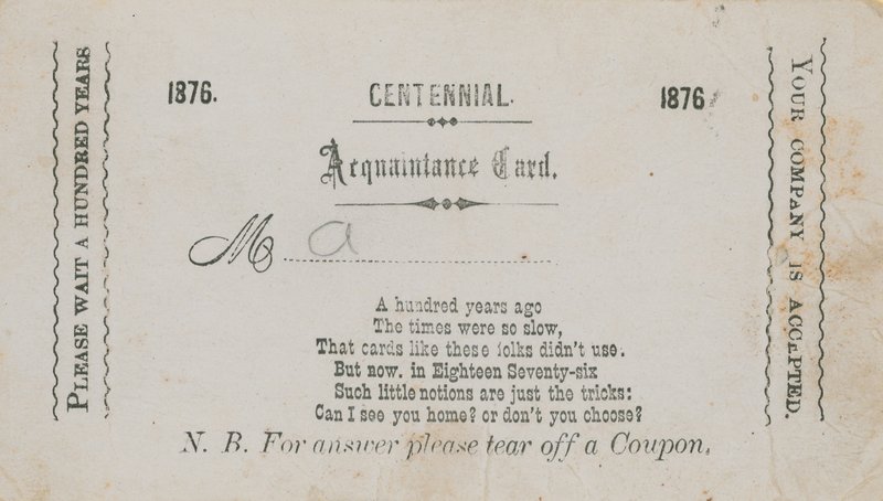 Centennial bekantskapskort av English School