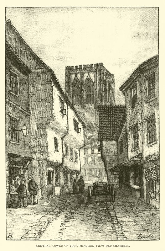 Central Tower of York Minster, från Old Shambles av English School