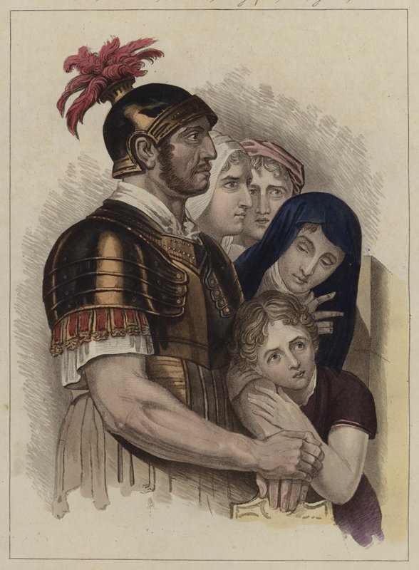 Centurion och hans familj (färg litho) av English School