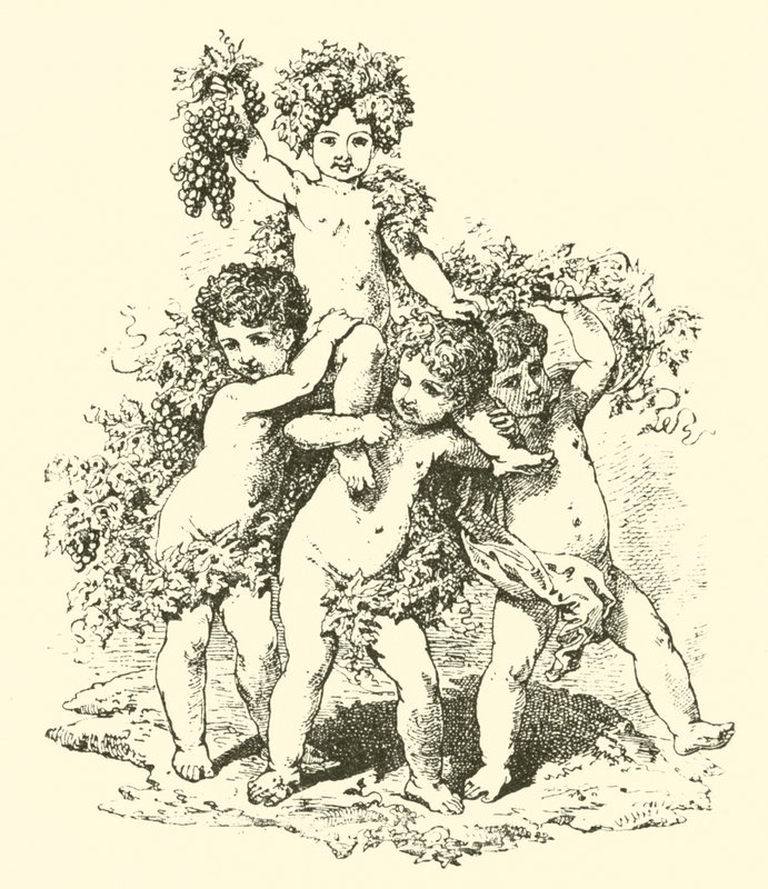 Champagne, allegoriska figurer (gravyr) av English School