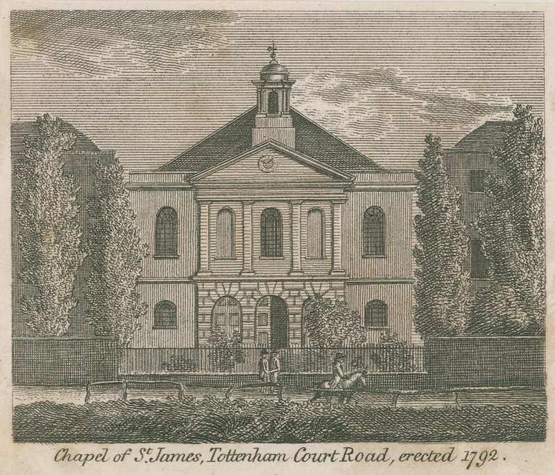 Chapel of St James, Tottenham Court Road, London, uppfört 1792 av English School