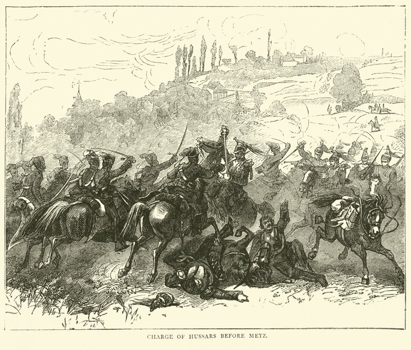 Anklagelse av husarer före Metz, oktober 1870 av English School