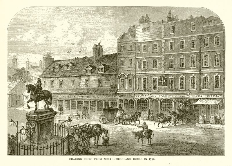 Charing Cross från Northumberland House 1750 av English School