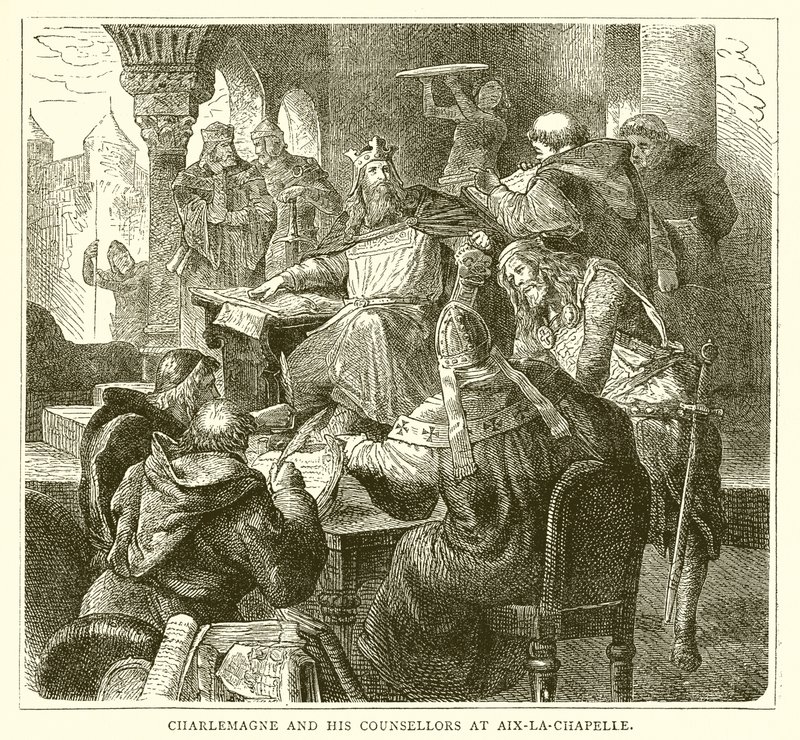 Karl den Store och hans rådgivare i Aix-la-Chapelle av English School