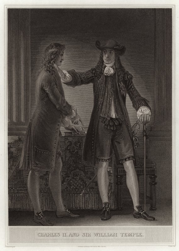 Charles II och Sir William Temple av English School