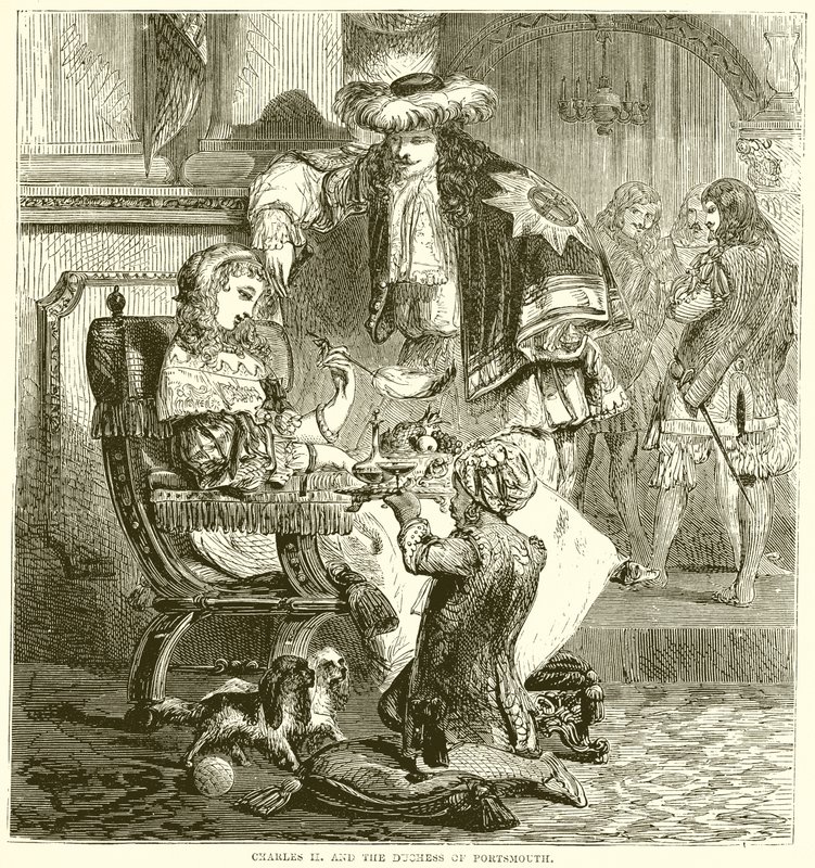 Charles II och hertiginnan av Portsmouth av English School