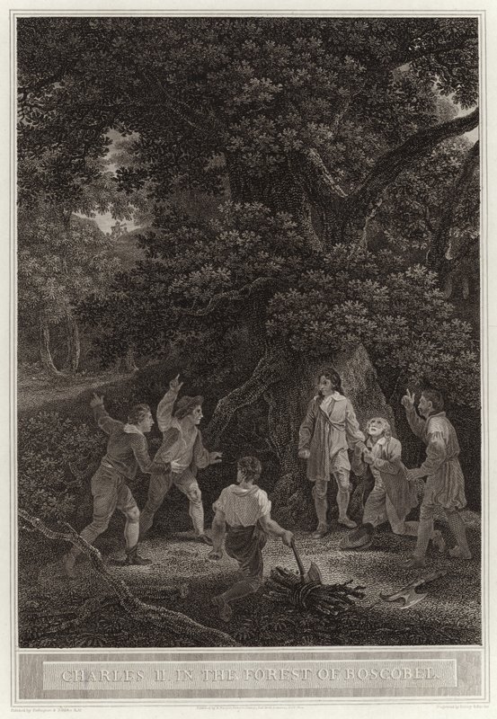 Karl II i skogen Boscobel av English School