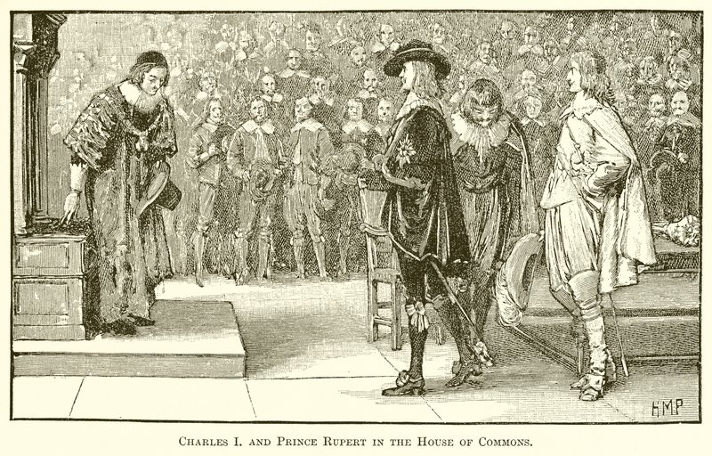 Charles I och prins Rupert i underhuset av English School