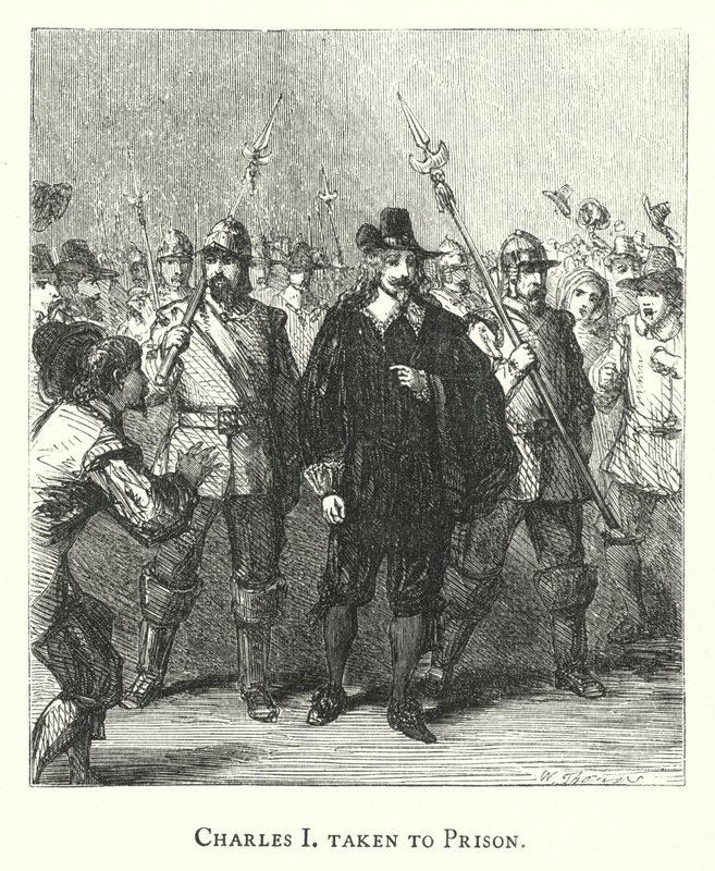 Charles I förd till fängelset (gravyr) av English School