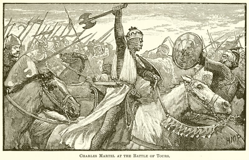 Charles Martel i slaget vid Tours av English School