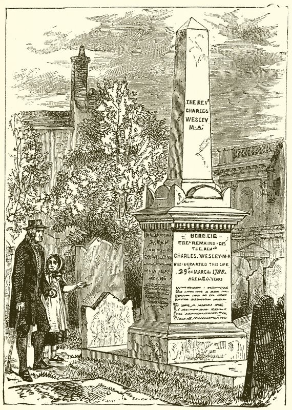 Charles Wesley, gravsten (gravyr) av English School