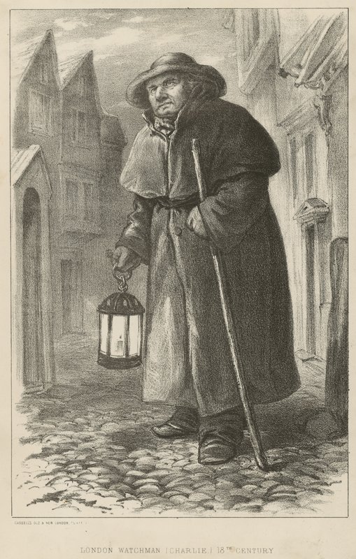Charlie en London Watchman på 1700-talet av English School