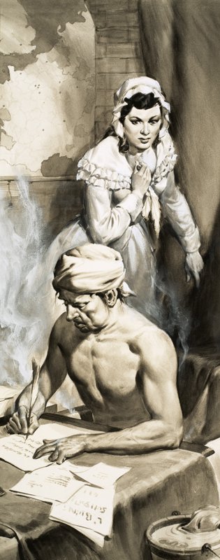Charlotte Corday på väg att mörda Jean Paul Marat av English School